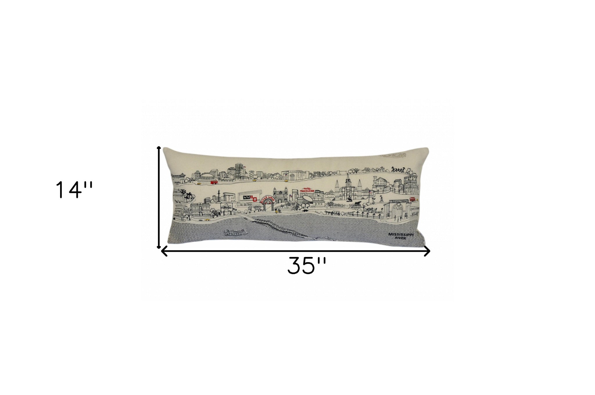 35" White New Orleans Daylight Skyline Lumbar Decorative Pillow Default Title