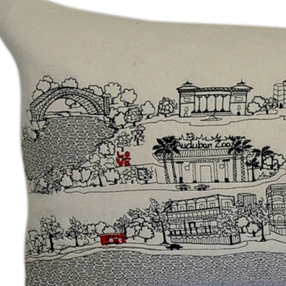 14" X 46" Cream Wool Zippered Pillow