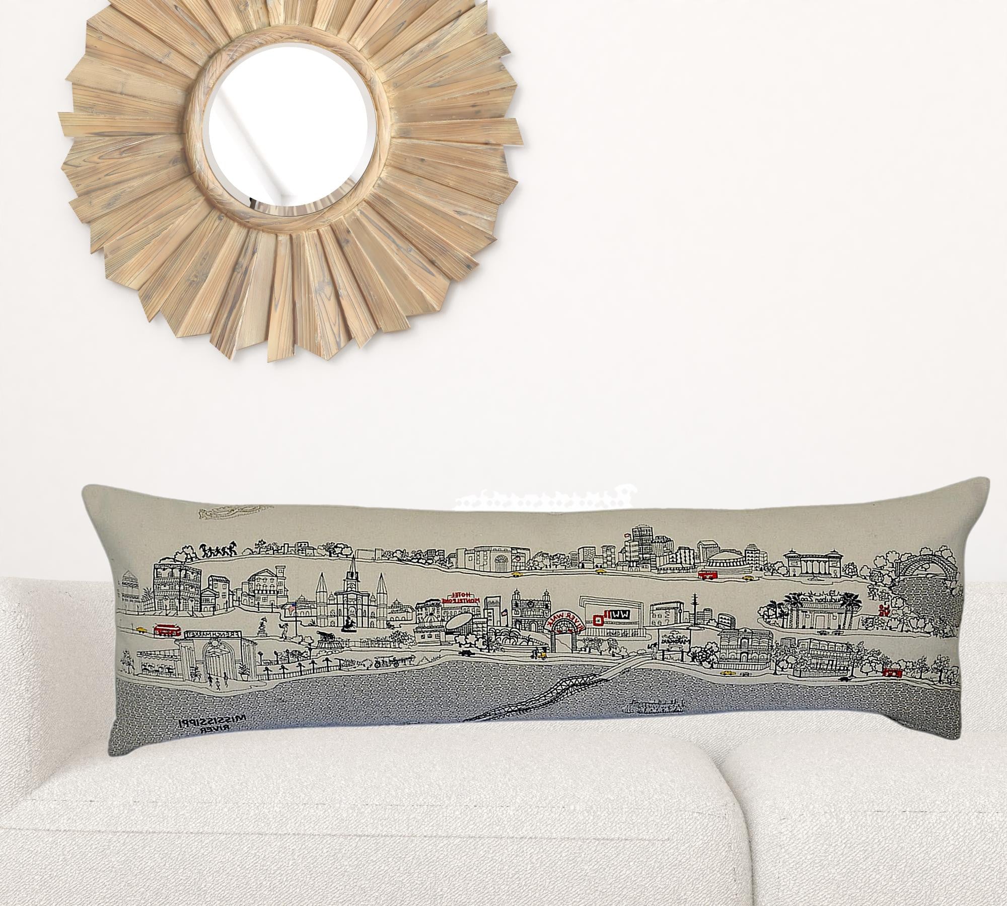 14" X 46" Cream Wool Zippered Pillow