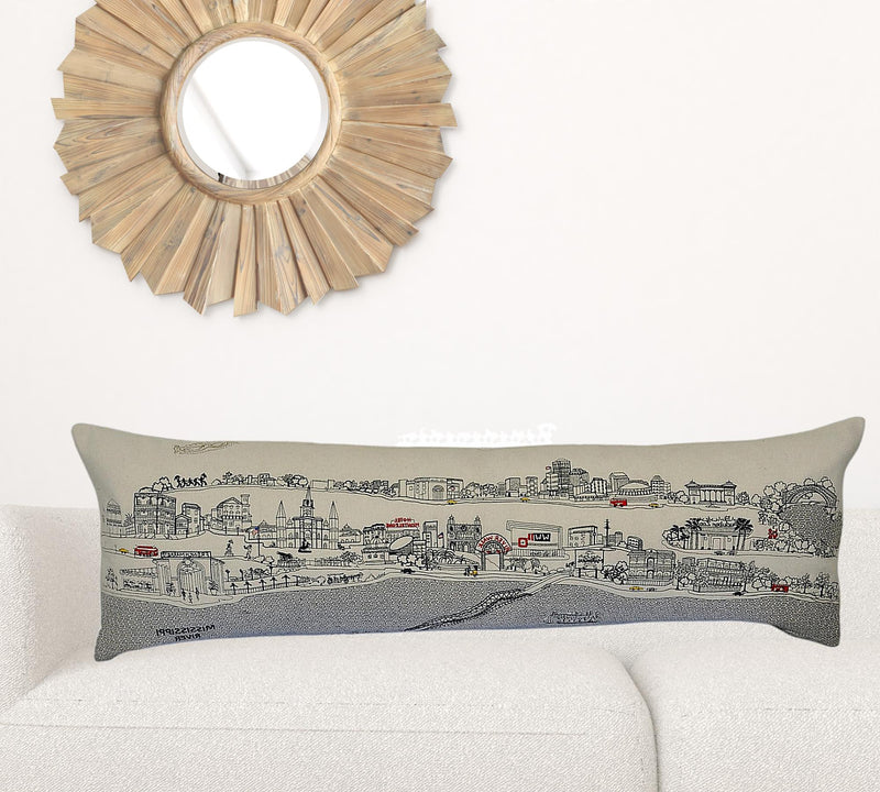 14" X 46" Cream Wool Zippered Pillow