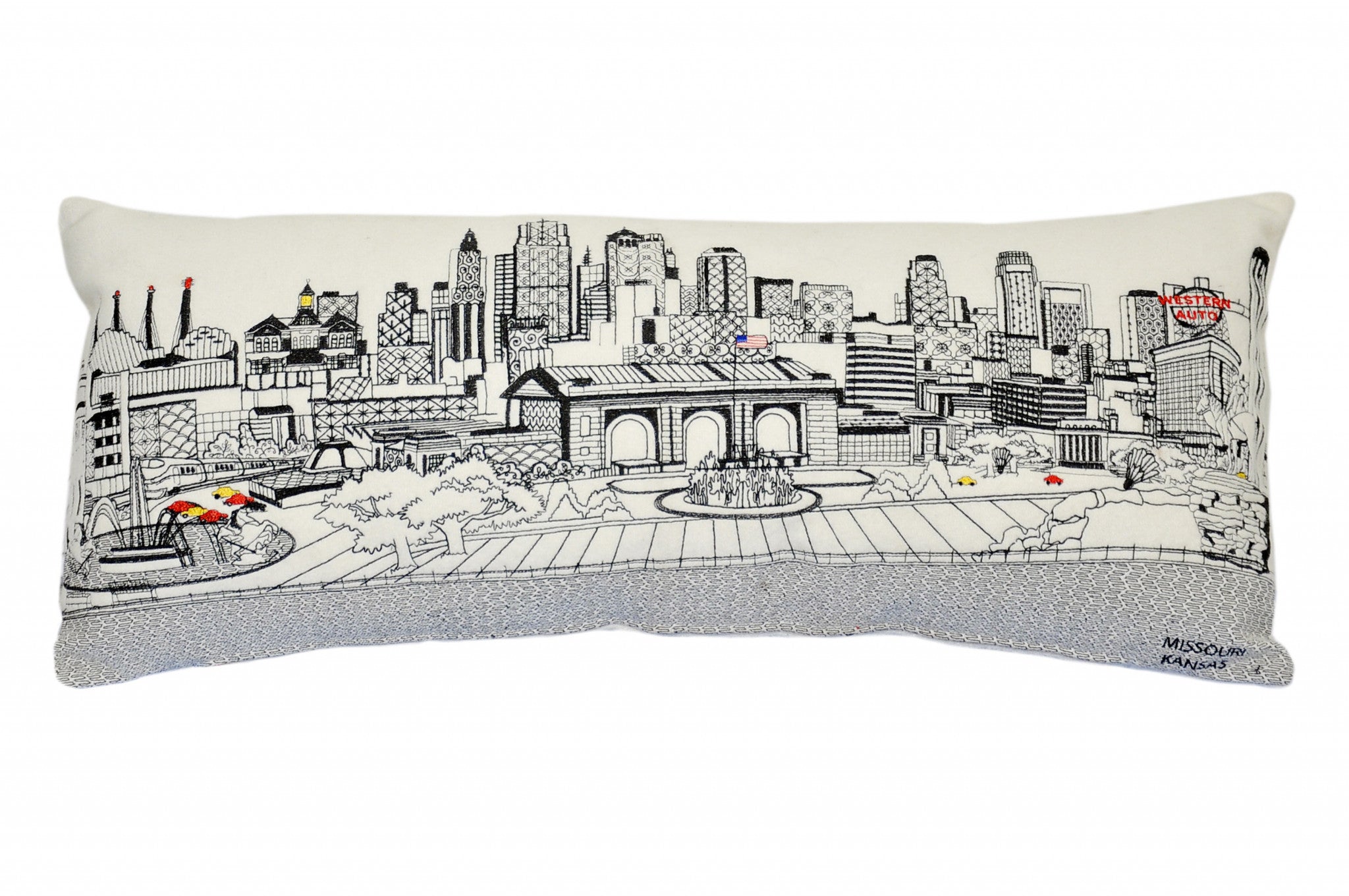 35" White Kansas City Daylight Skyline Lumbar Decorative Pillow Default Title