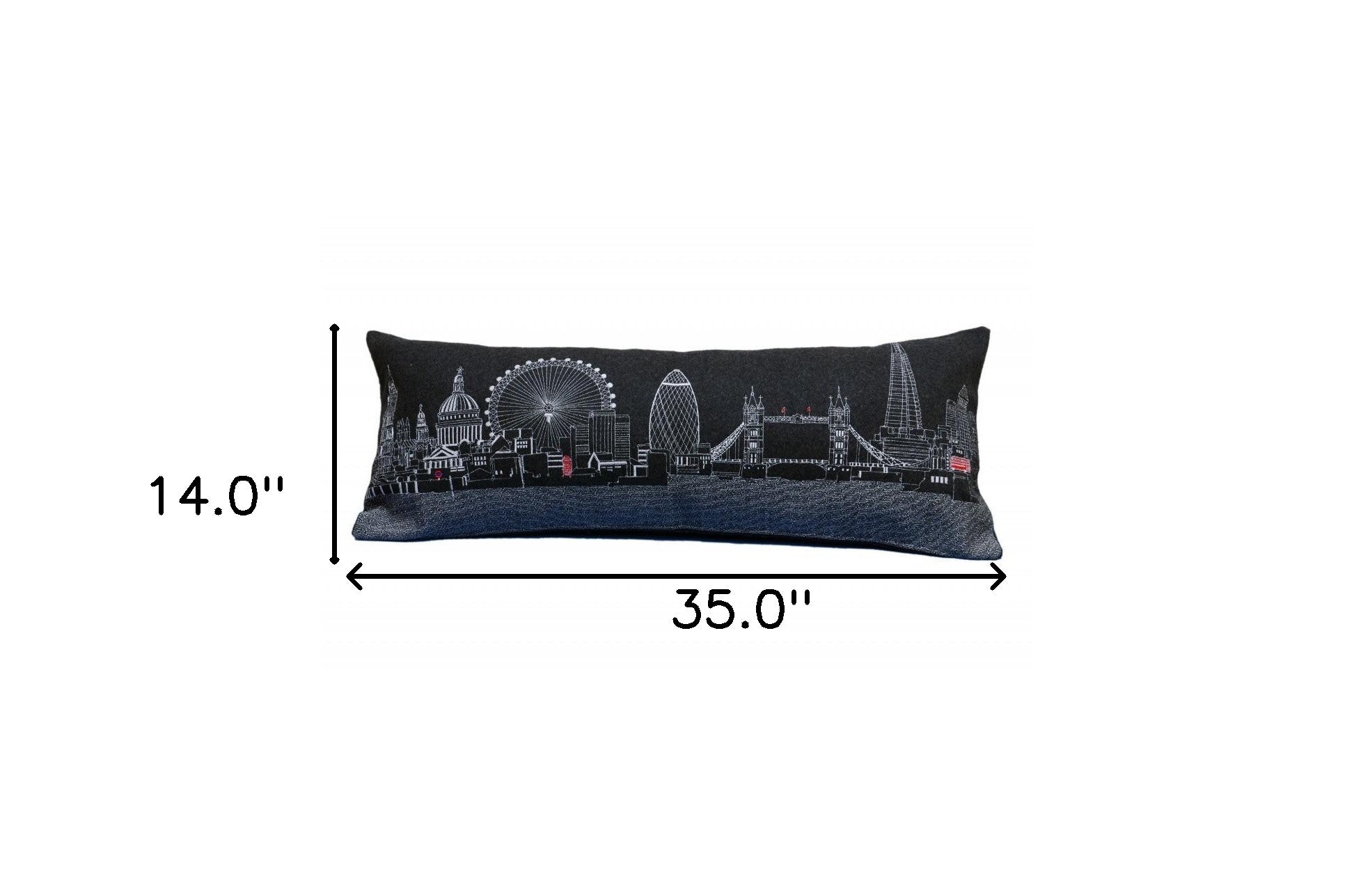 35" Black and White London Nighttime Skyline Lumbar Decorative Pillow