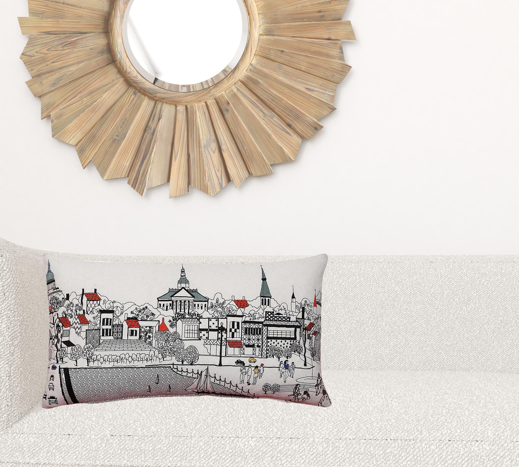 24" White Annapolis Daylight Skyline Lumbar Decorative Pillow Default Title