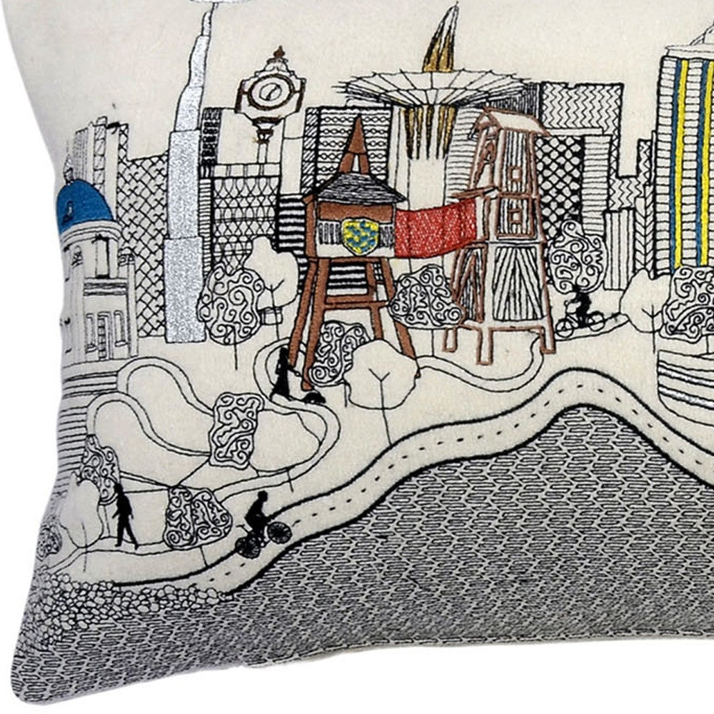 14" X 25" Cream Wool Zippered Pillow