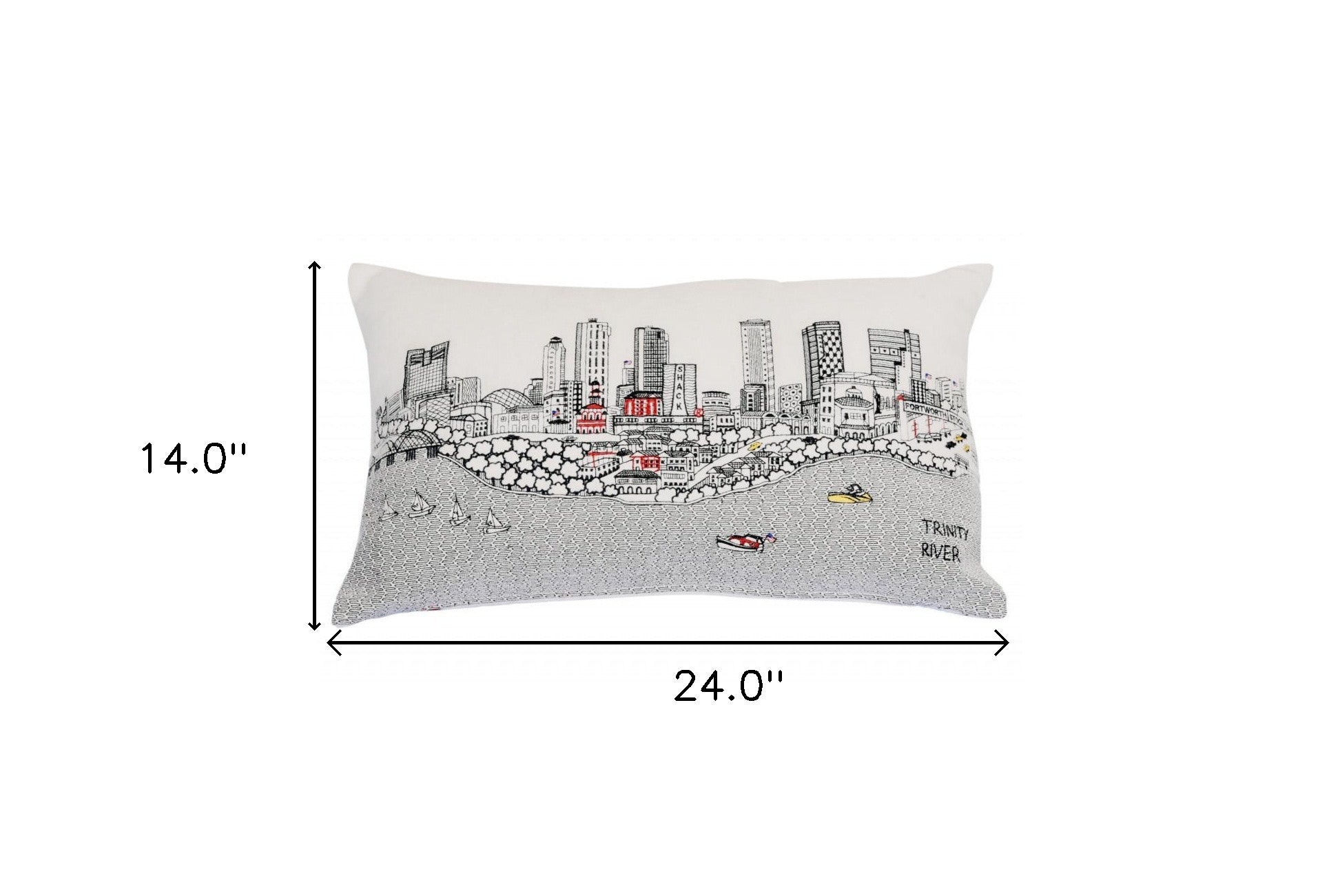 24" White Fort Worth Daylight Skyline Lumbar Decorative Pillow