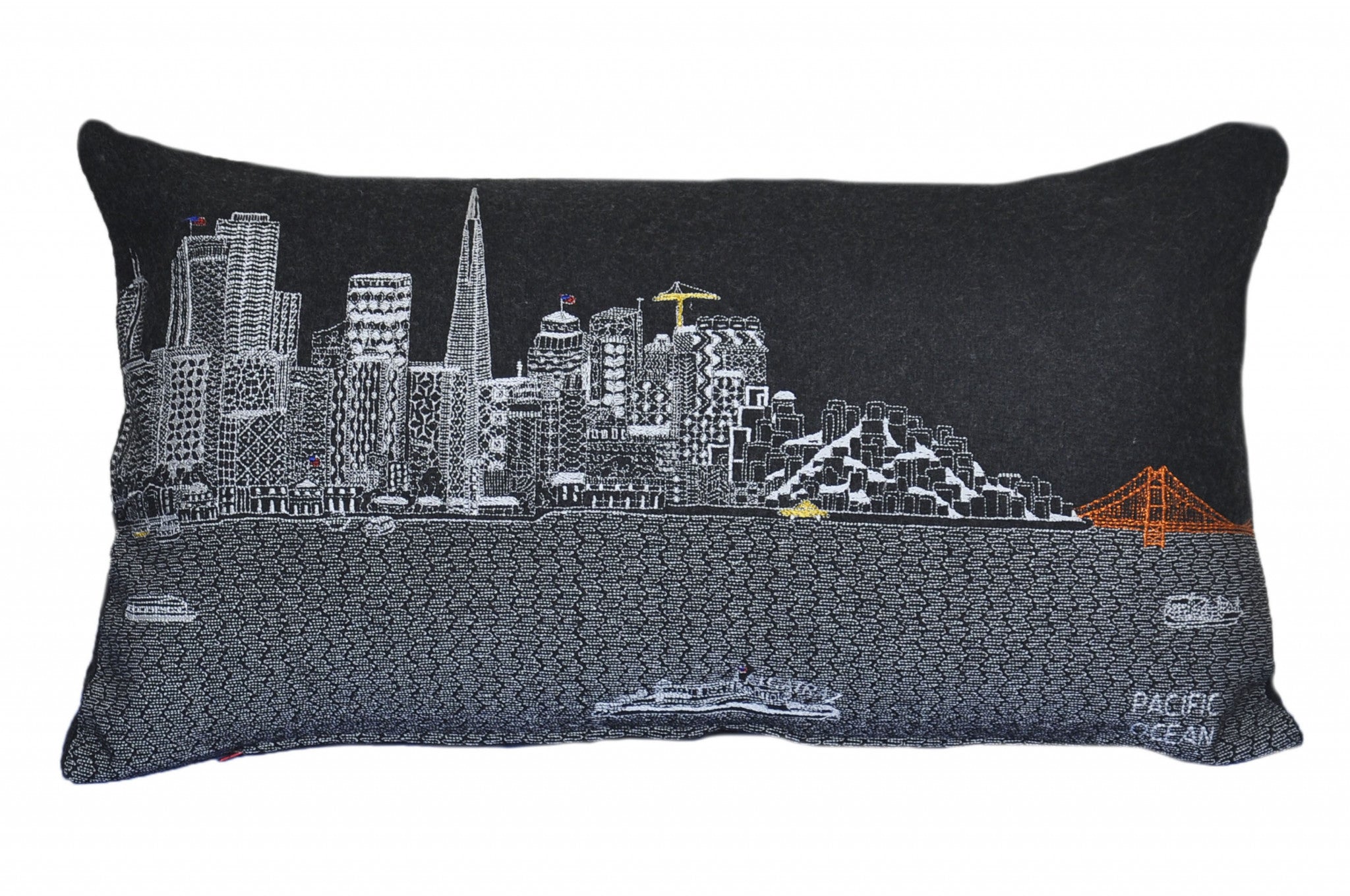 14" X 25" Black Gray and White Wool Zippered Pillow Default Title