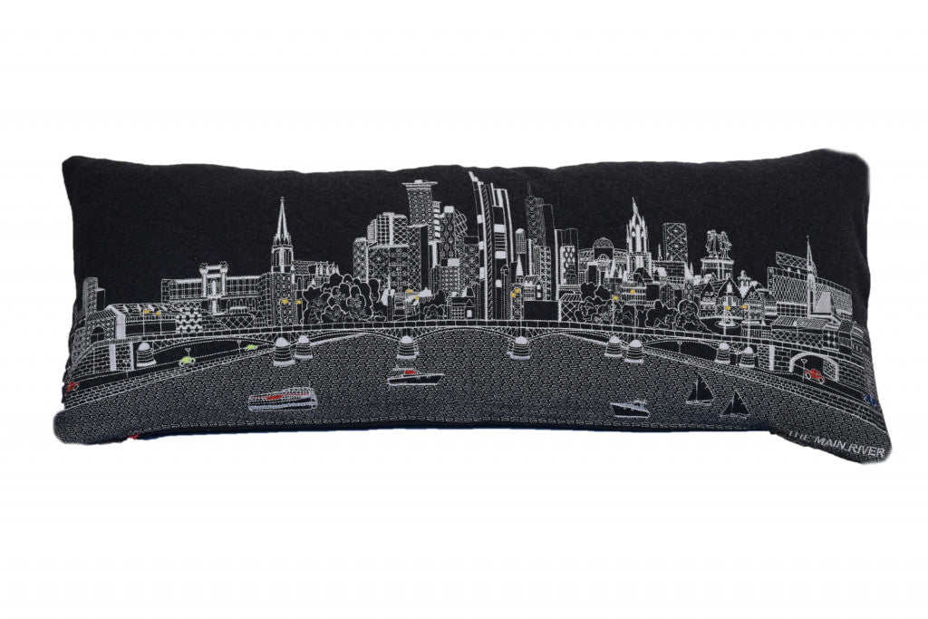 35" Black Frankfurt Nighttime Skyline Lumbar Decorative Pillow Default Title