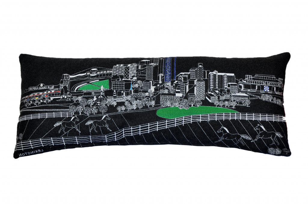 35" Black Lexington Nighttime Skyline Lumbar Decorative Pillow Default Title