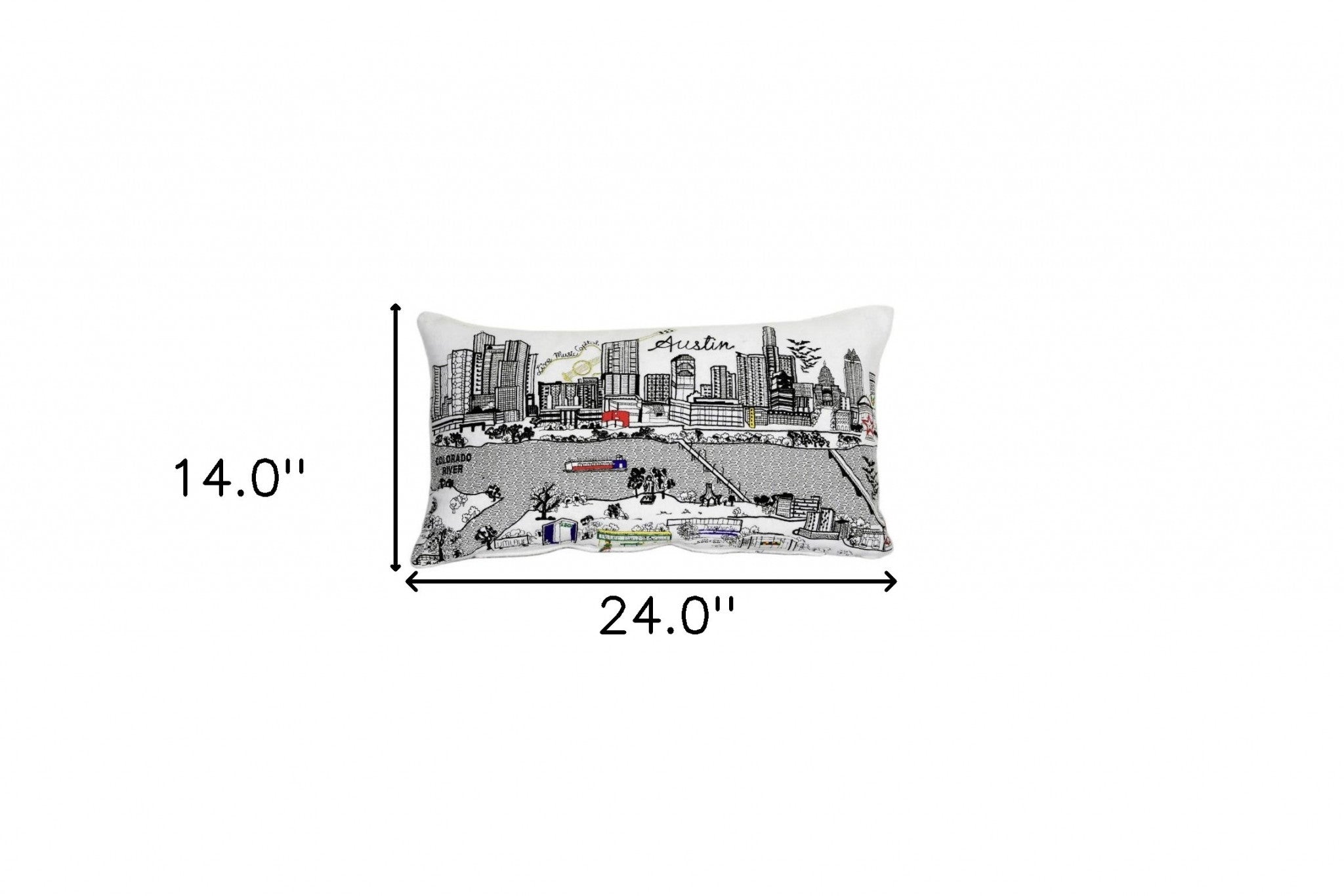 24" White Austin Daylight Skyline Lumbar Decorative Pillow