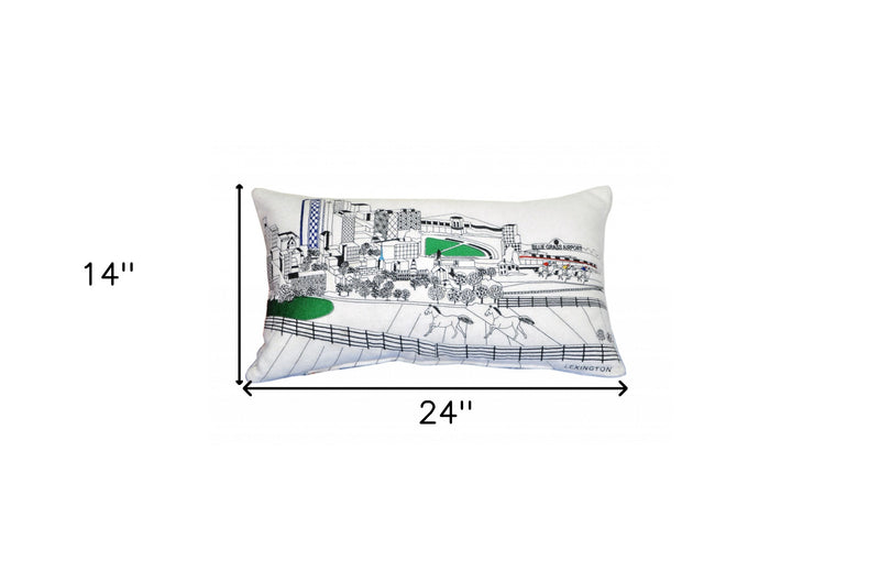 24" White Lexington Daylight Skyline Lumbar Decorative Pillow
