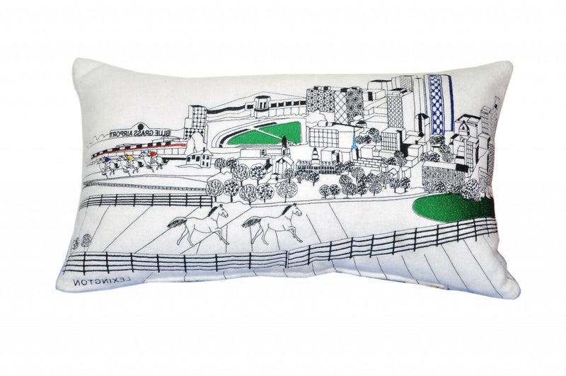 24" White Lexington Daylight Skyline Lumbar Decorative Pillow