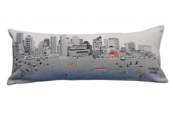 35" White Boston Daylight Skyline Lumbar Decorative Pillow Default Title