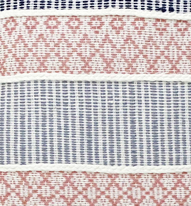22" X 22" Blue And Peach Trellis Zippered Cotton Blend Throw Pillow With Embroidery - Home Decor