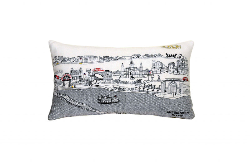 14" X 24" Cream New Orleans Daylight Skyline Lumbar Decorative Pillow - Home & Garden