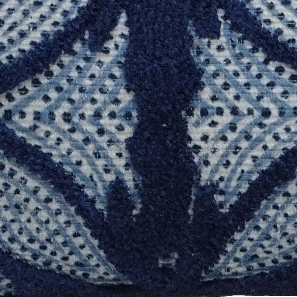 14" X 24" Blue And Light Blue Zippered Cotton Blend Trellis Throw Pillow - Home Decor