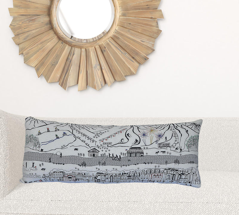 35" White Breckenridge Daylight Skyline Lumbar Decorative Pillow