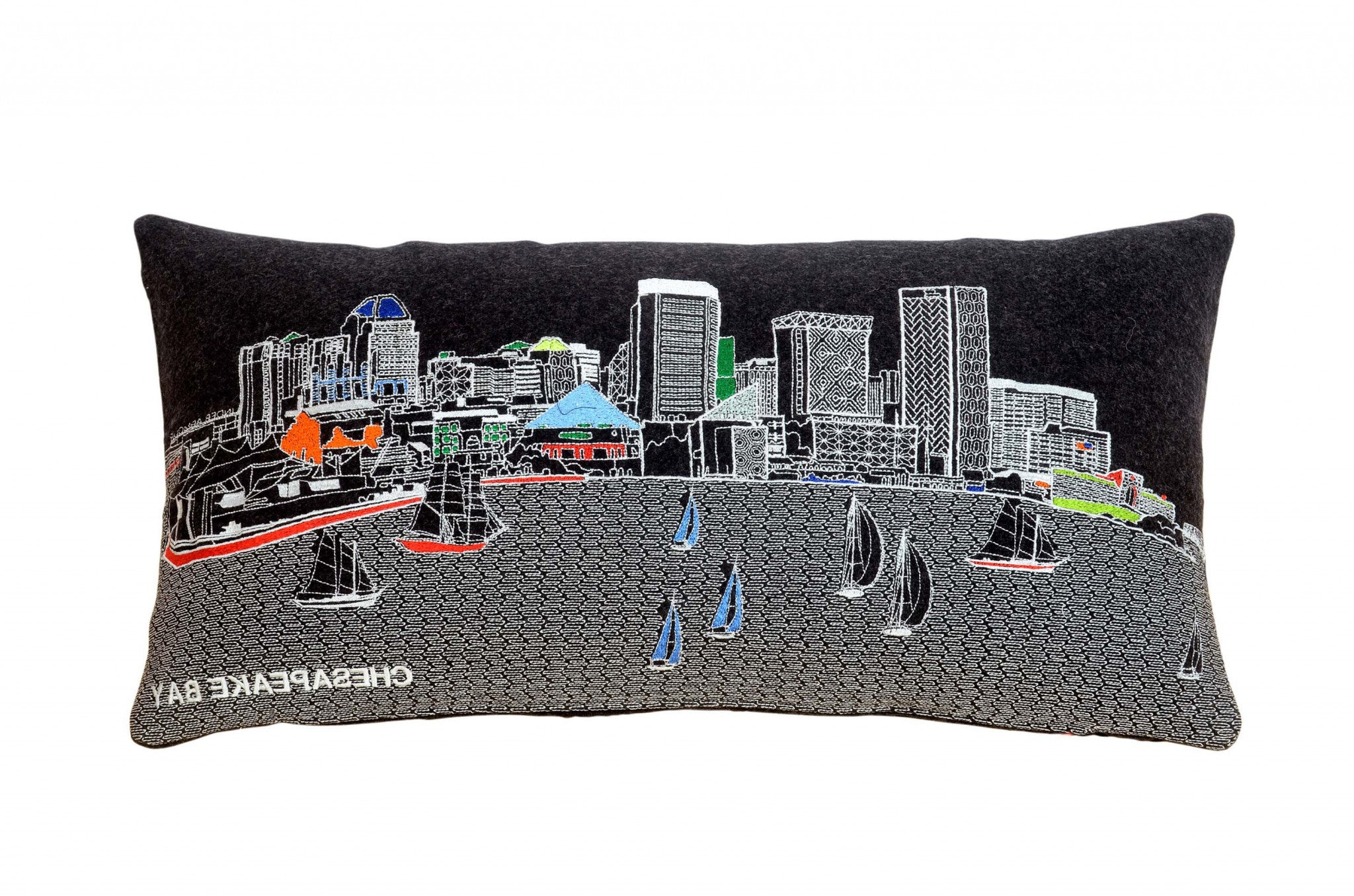 24" Black Austin Nighttime Skyline Lumbar Decorative Pillow Default Title