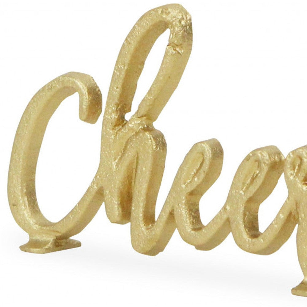 4" Gold Metal Cheers Hand Painted Sculpture Default Title