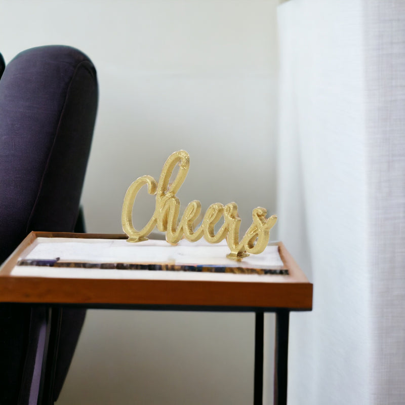 4" Gold Metal Cheers Hand Painted Sculpture