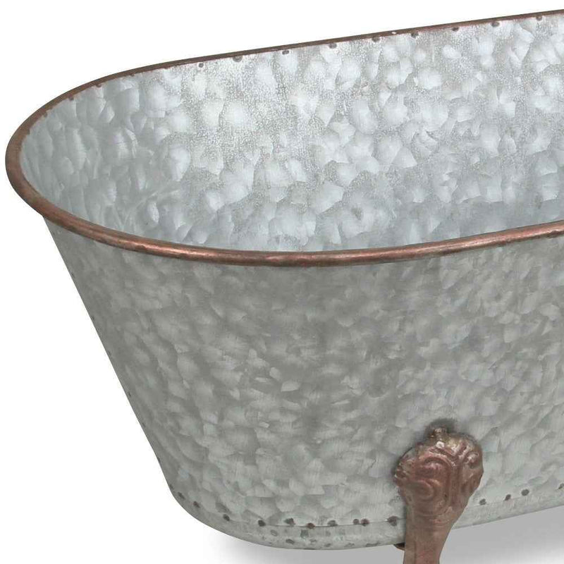 7" Gray and Gold  Galvanized Metal Hand Painted Bathtub Sculpture