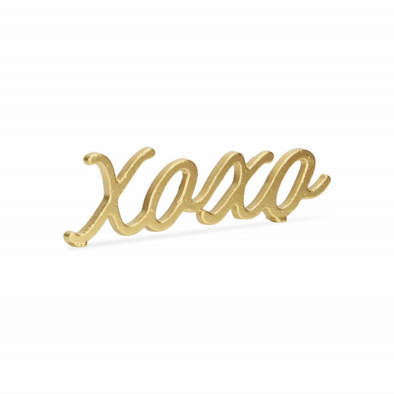 3" Gold Cast Iron Hand Painted XOXO Sentiment Tabletop Sculpture