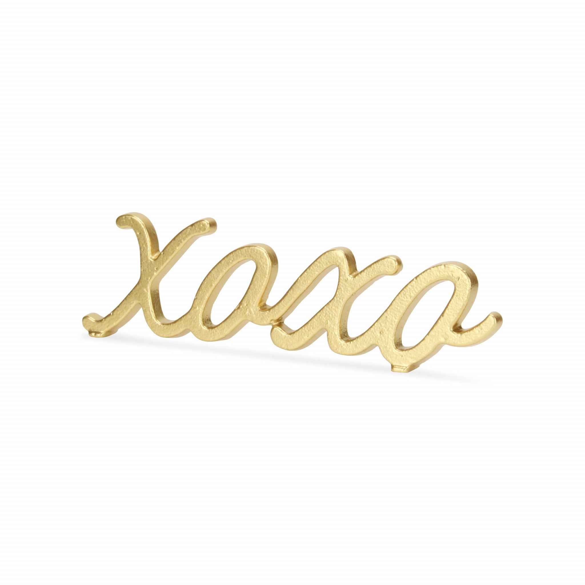 3" Gold Cast Iron Hand Painted XOXO Sentiment Tabletop Sculpture