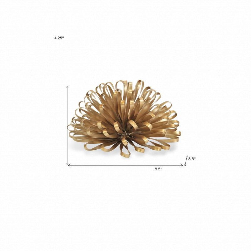 4" Gold Metal Abstract Bloom Painted Sculpture