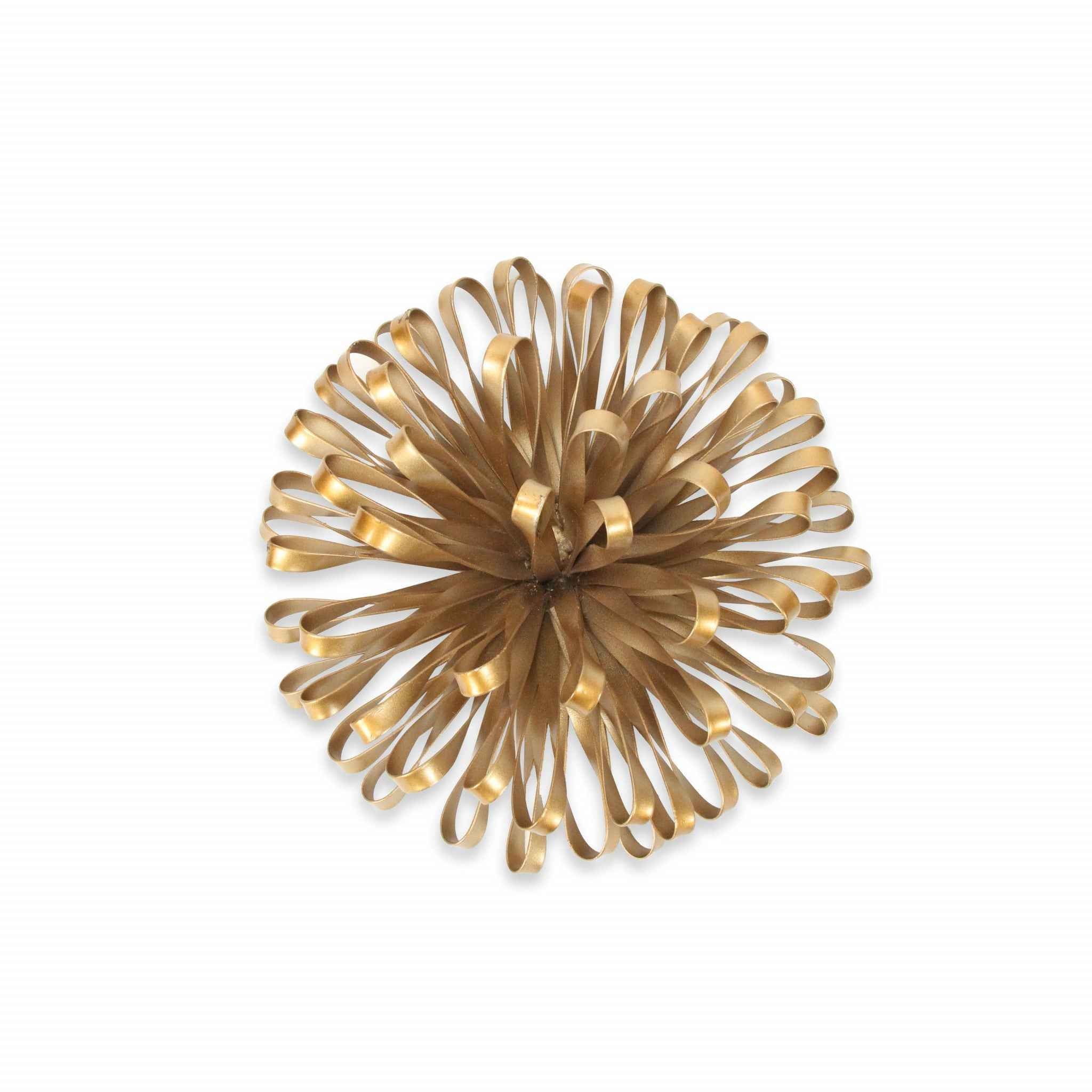 4" Gold Metal Abstract Bloom Painted Sculpture