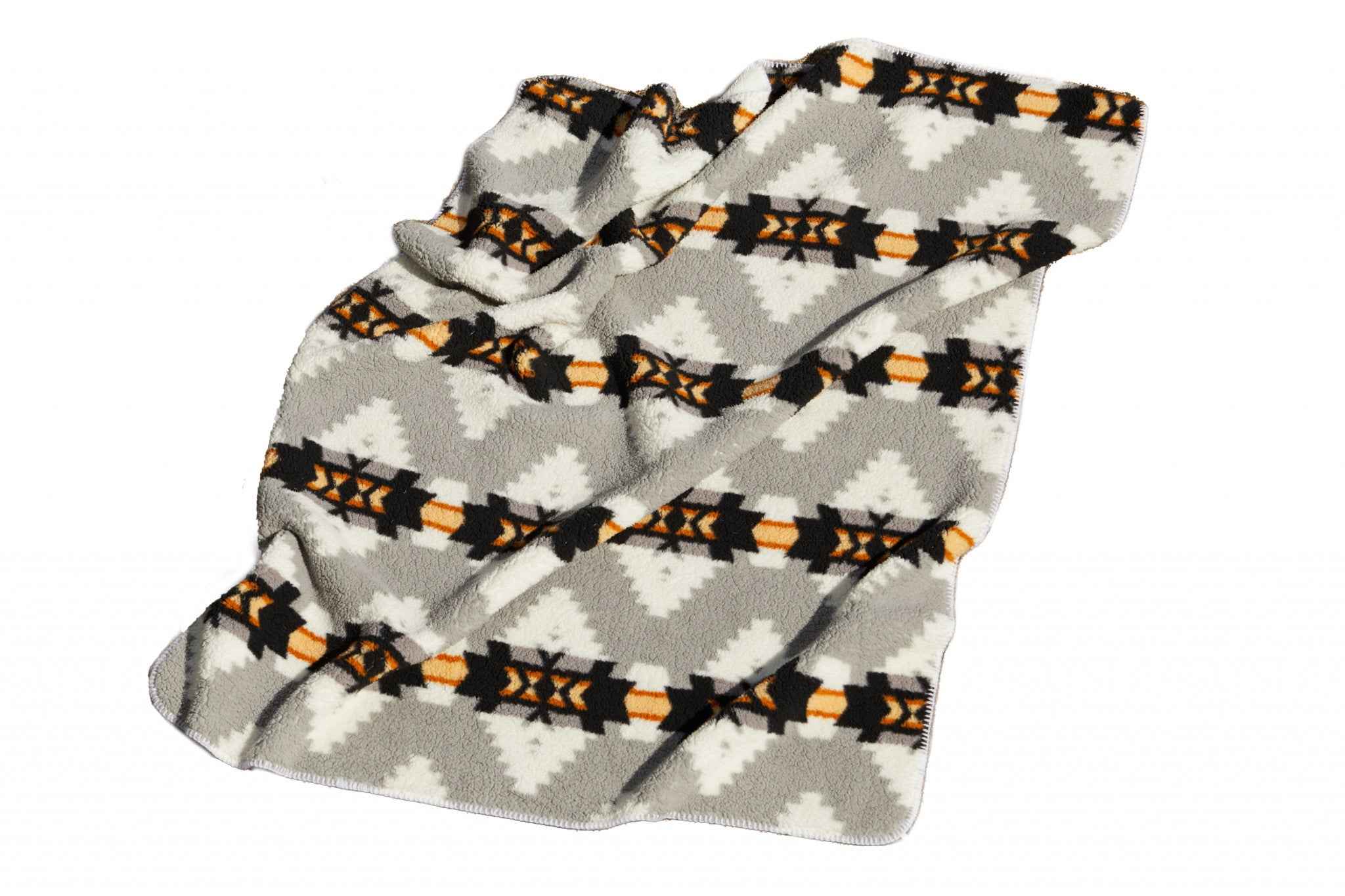 Gray Knitted Sherpa Geometric Reversable Throw