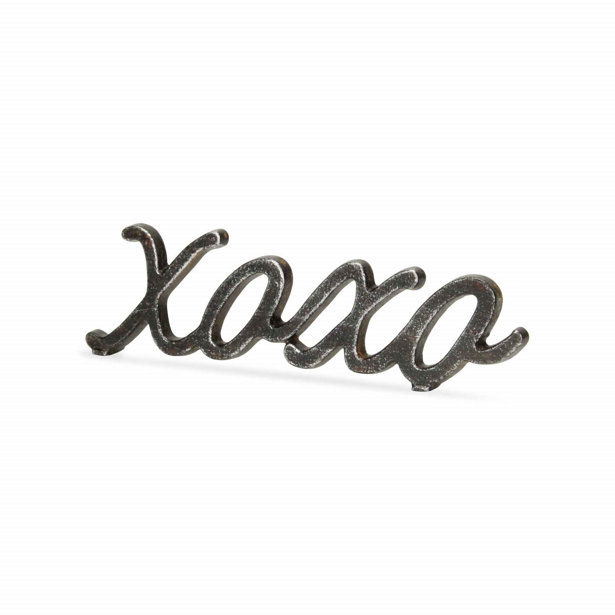 3" Black Cast Iron Hand Painted XOXO Sentiment Tabletop Sculpture