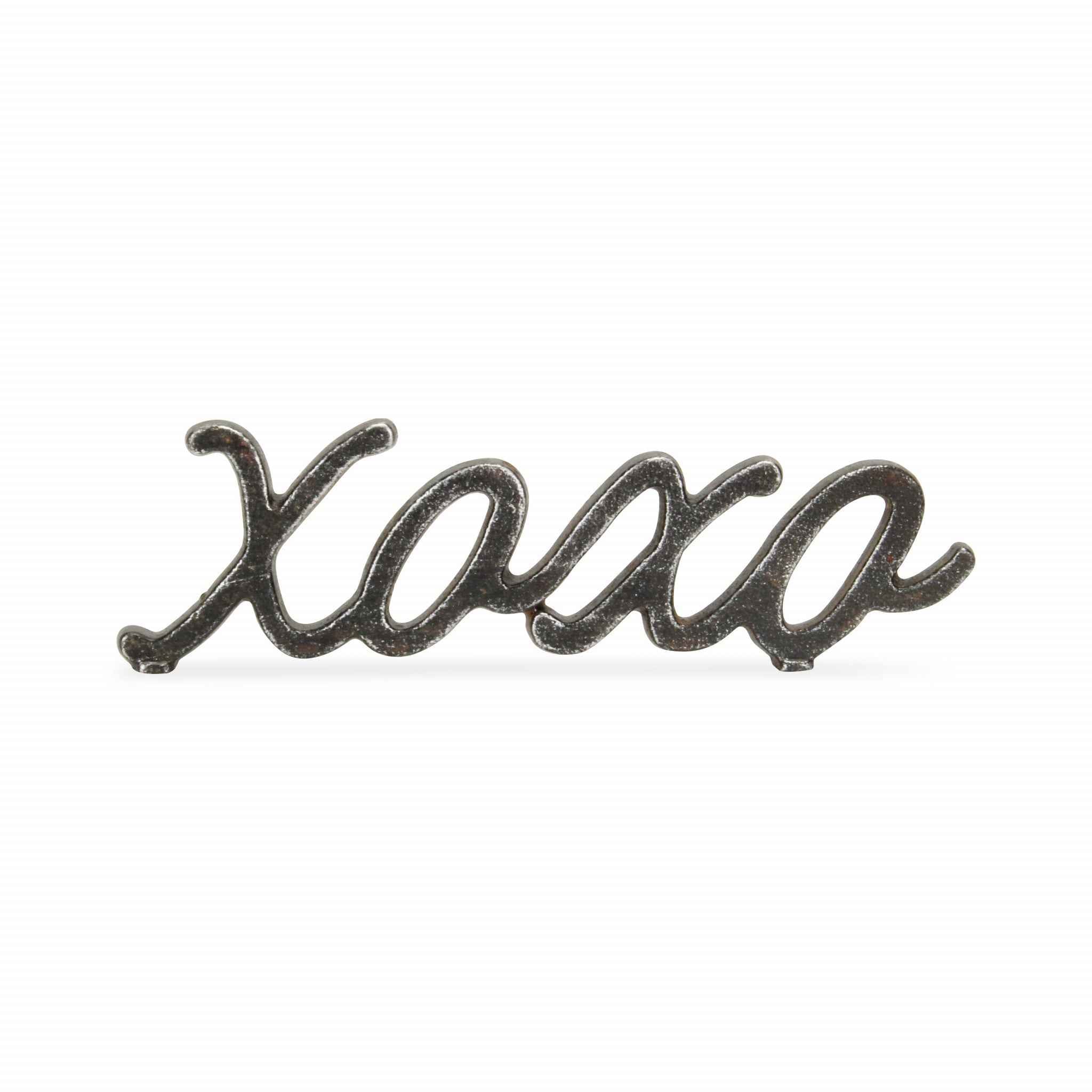 3" Black Cast Iron Hand Painted XOXO Sentiment Tabletop Sculpture