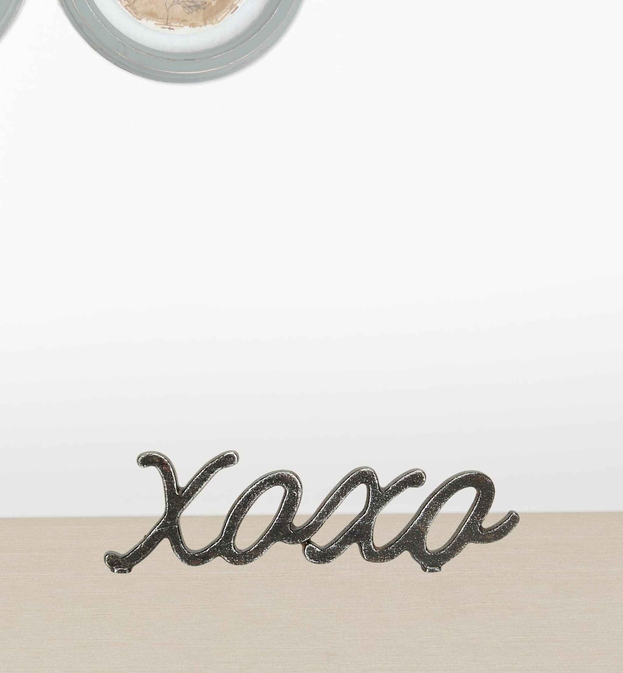 3" Black Cast Iron Hand Painted XOXO Sentiment Tabletop Sculpture