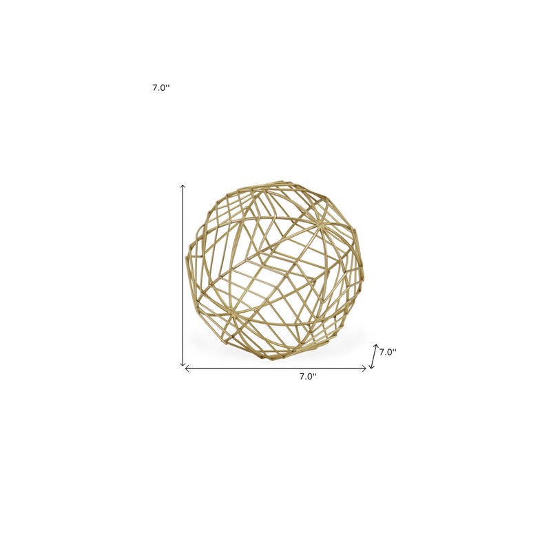 7" Gold Metal Decorative Orb