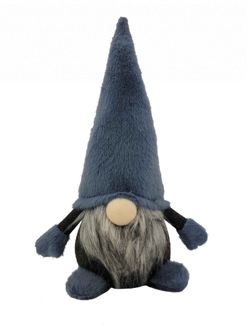 18" Slate Blue And Gray Fabric Standing Gnome Sculpture