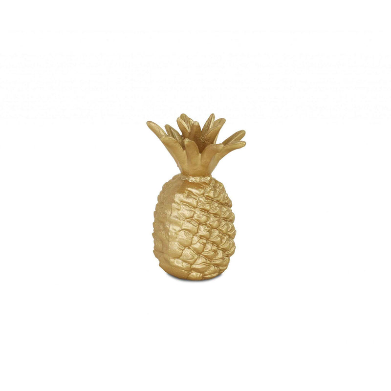 8" Gold Cast Iron Pineapple Hand Painted Sculpture