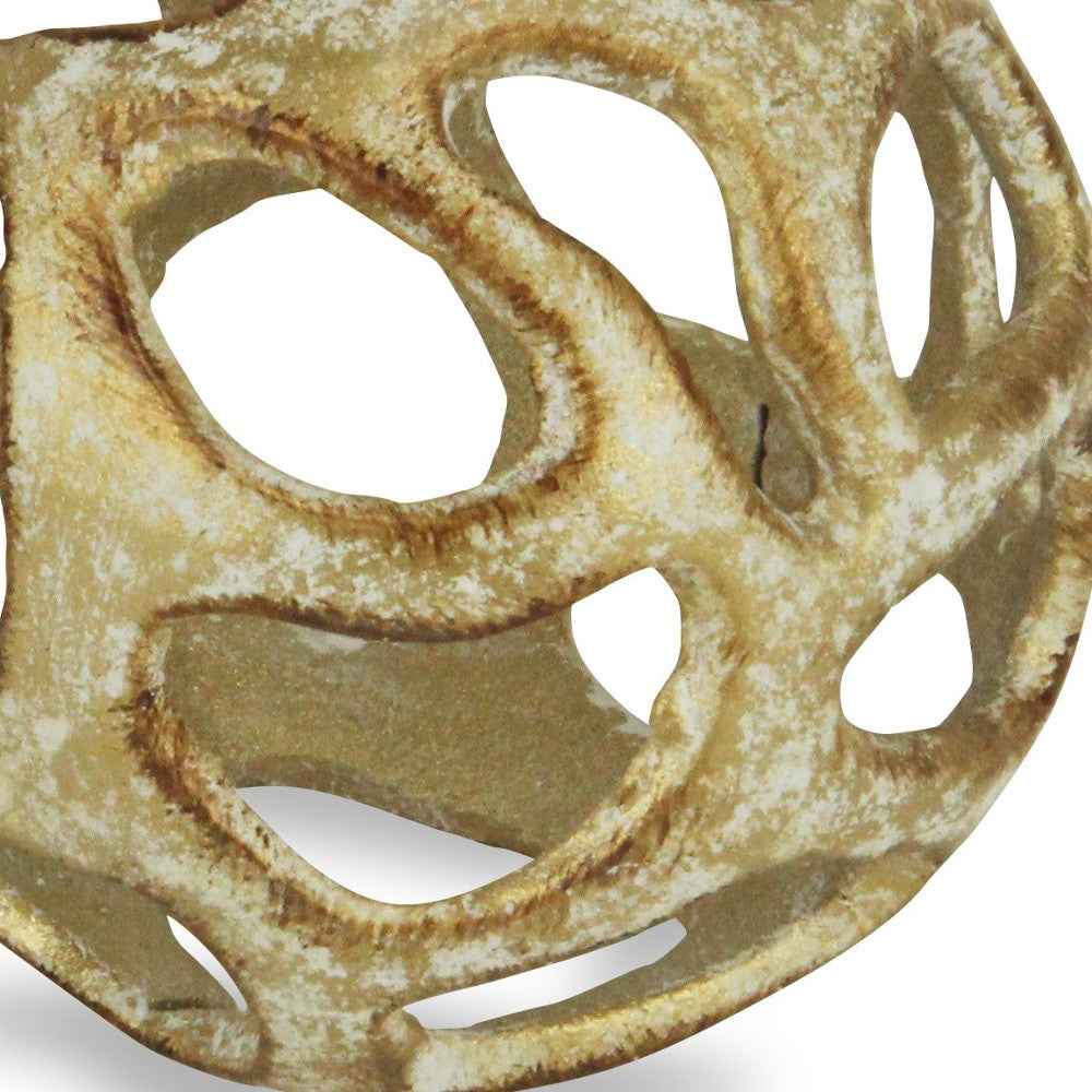 4" Rustic Gold  Cast Iron Abstract Decorative Orb