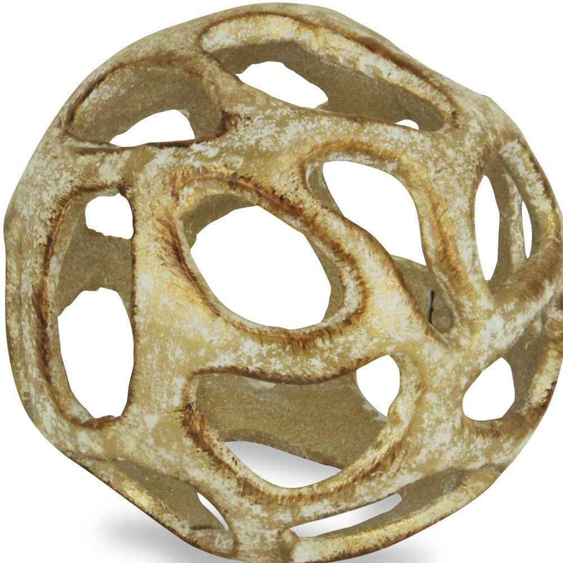 4" Rustic Gold  Cast Iron Abstract Decorative Orb