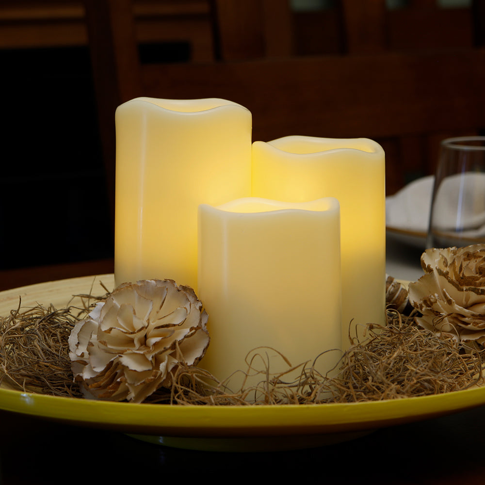 5" Ivory Flameless Indoor Outdoor Pillar Candle - Home & Garden