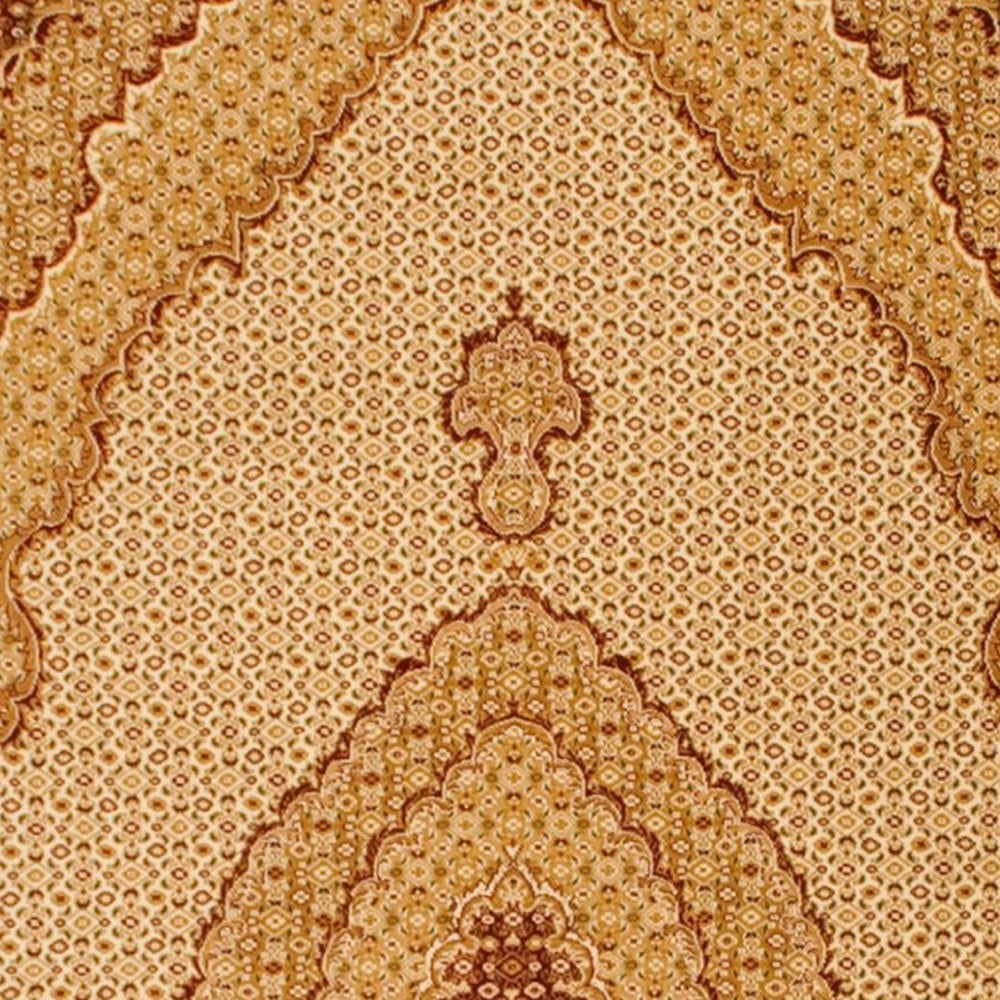 10' Beige And Ivory Oriental Runner Rug - Home & Garden