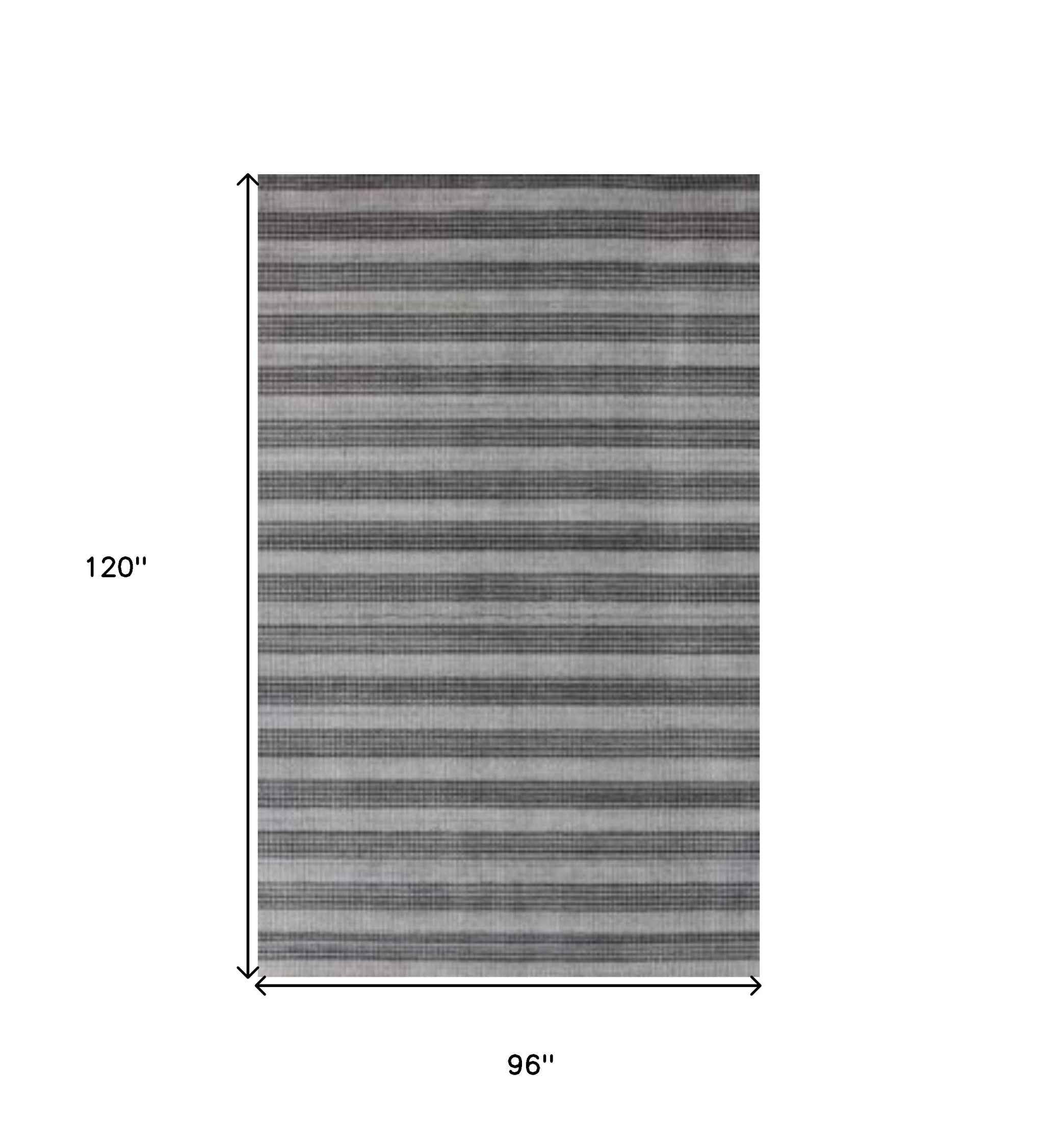 8' X 10' Black And Dark Grey Hand Loomed Area Rug