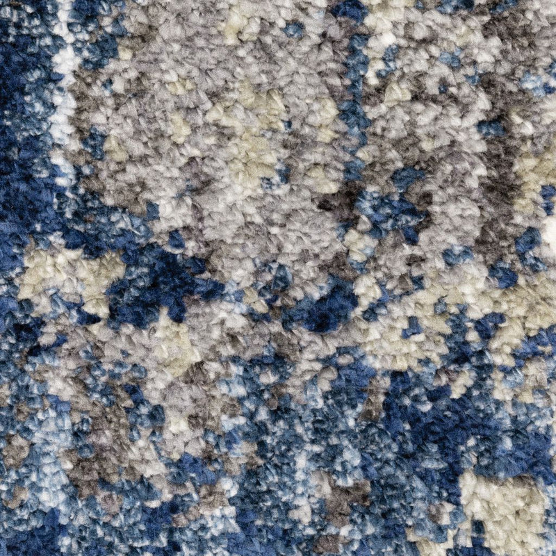 8' Blue And Gray Abstract Shag Runner Rug - Home & Garden
