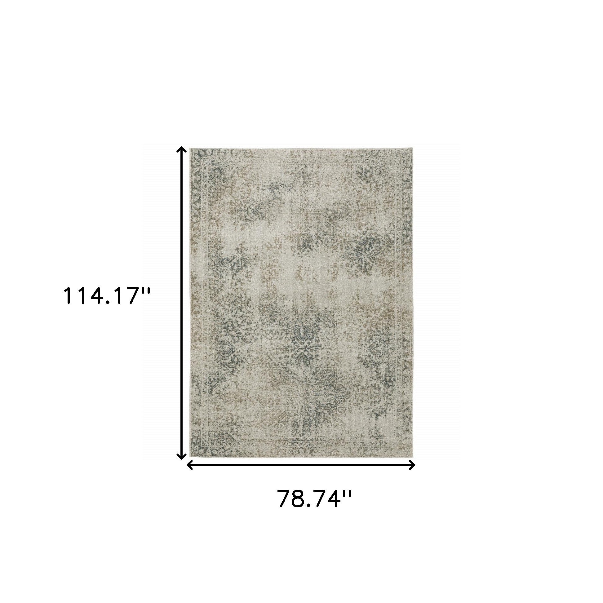 7' X 10' Gray Oriental Power Loom Area Rug - Home & Garden