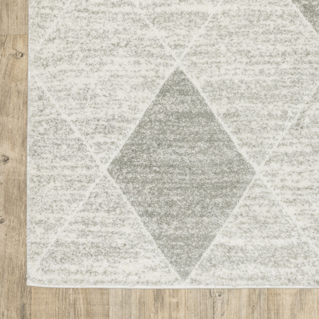 10' X 13' Grey And Ivory Geometric Power Loom Stain Resistant Area Rug - Home & Garden