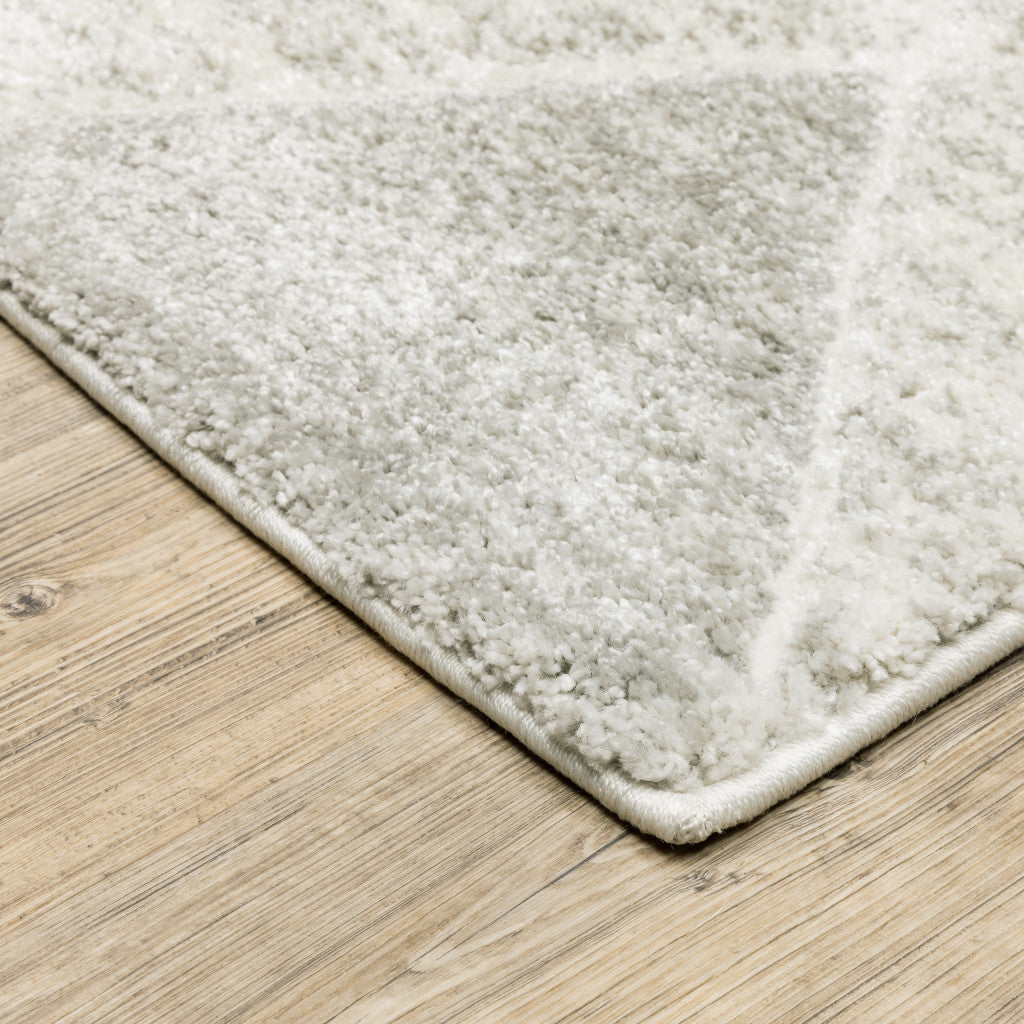 10' X 13' Grey And Ivory Geometric Power Loom Stain Resistant Area Rug - Home & Garden