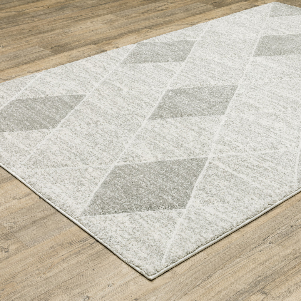 10' X 13' Grey And Ivory Geometric Power Loom Stain Resistant Area Rug - Home & Garden