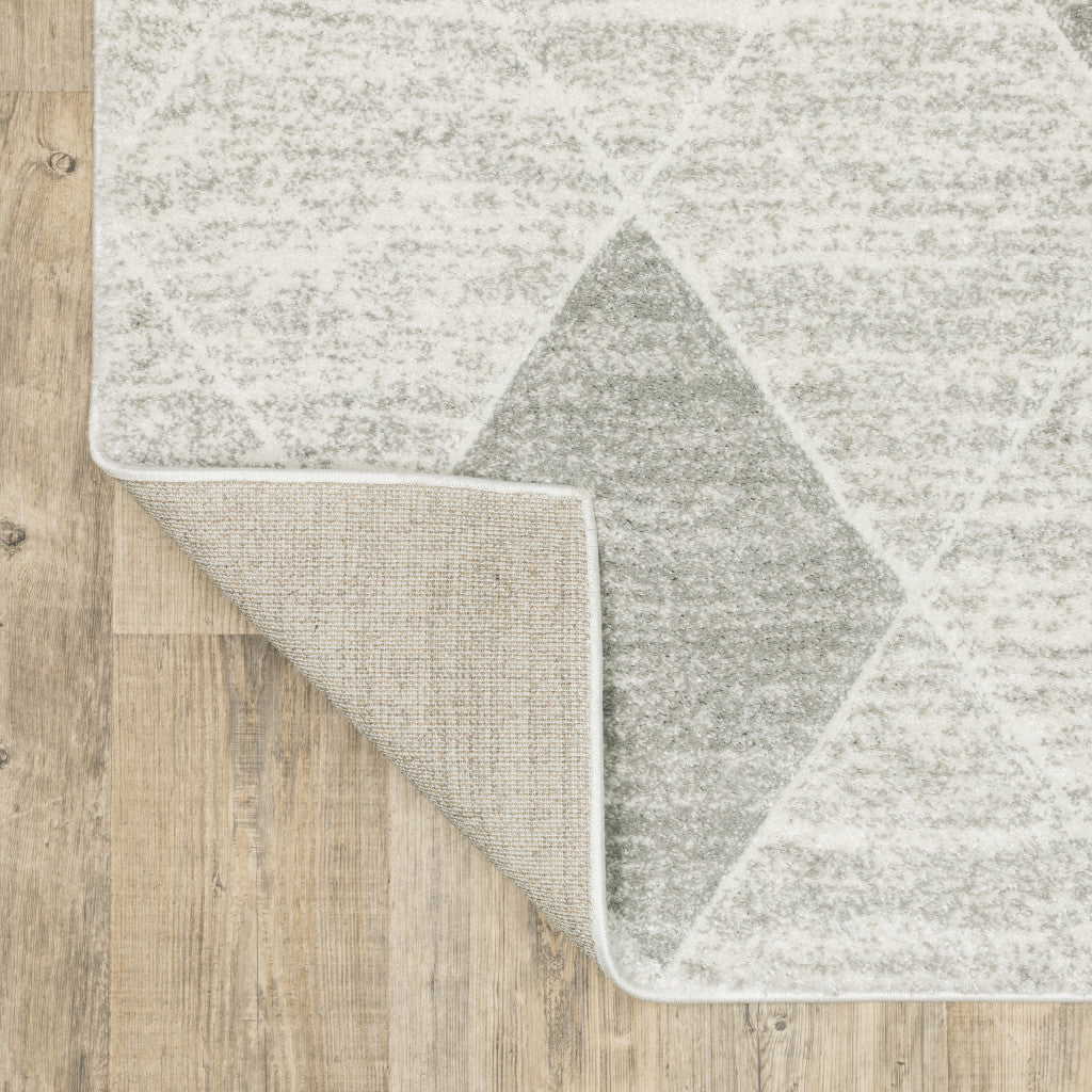 10' X 13' Grey And Ivory Geometric Power Loom Stain Resistant Area Rug - Home & Garden