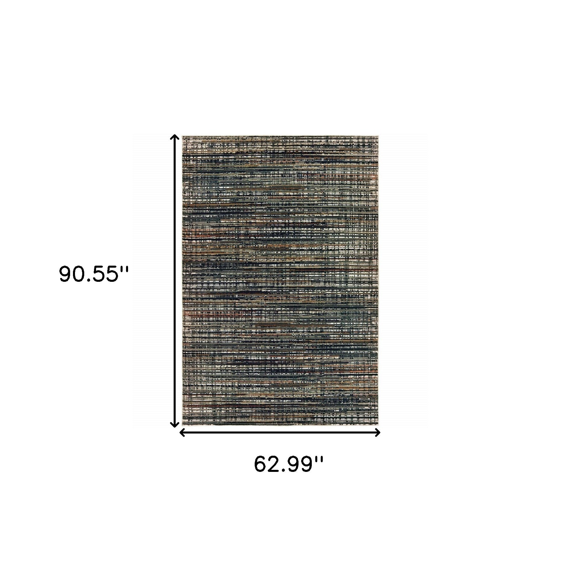 5' X 8' Black Navy Gold Ivory And Blush Abstract Power Loom Stain Resistant Area Rug - Home & Garden