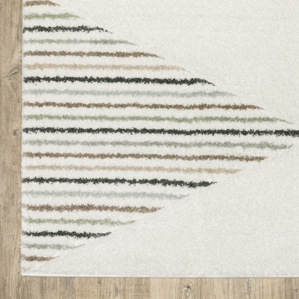 2' X 8' Brown And Ivory Geometric Power Loom Runner Rug - Home & Garden