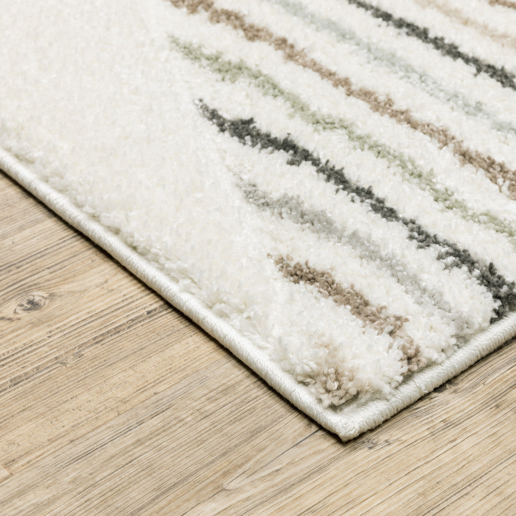 2' X 8' Brown And Ivory Geometric Power Loom Runner Rug - Home & Garden