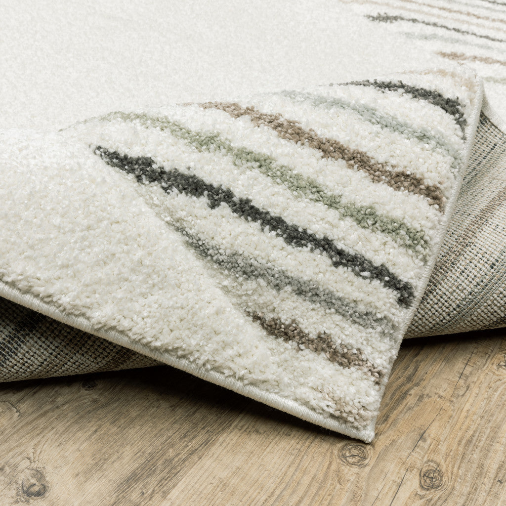 2' X 8' Brown And Ivory Geometric Power Loom Runner Rug - Home & Garden